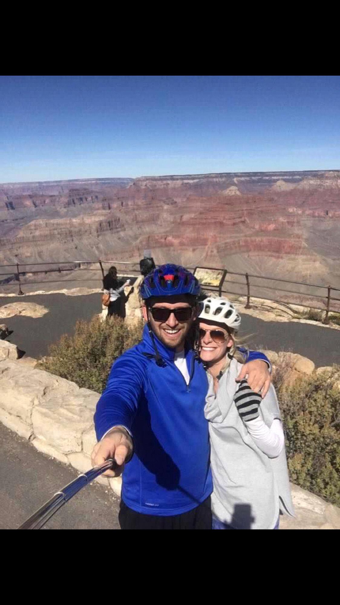 Biking along the edge of the Grand Canyon! Funfact: Diane taught herself how to ride a bike...hence the helmets.