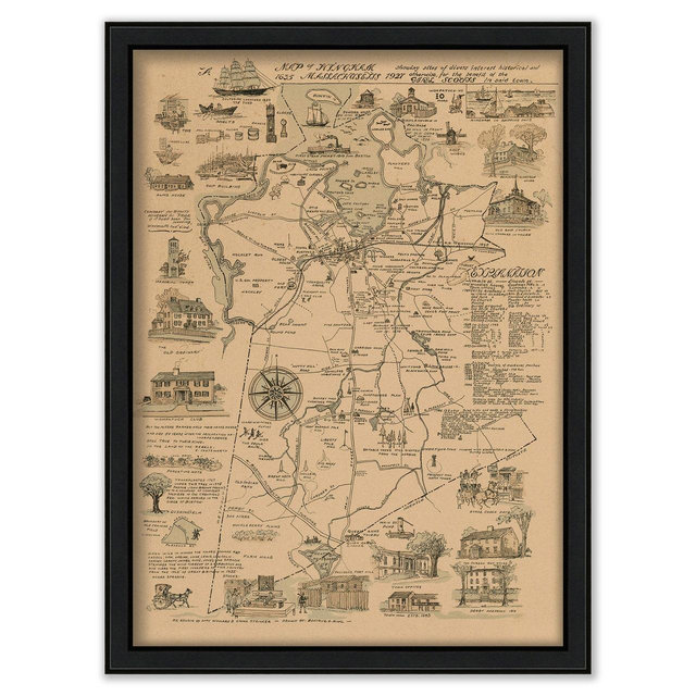 Pictorial Map of HINGHAM, Massachusetts 1635 to 1927