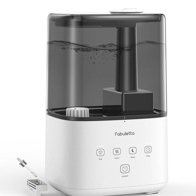 FABULETTA Humidifiers for Bedroom, Warm and Cool Mist Humidifier Large Room for Home, 4.5L Top Fill Air Humidifier with Essential Oil Diffuser, 3 Mist Levels, Timer, 45H Work Time, Quiet Sleep Mode