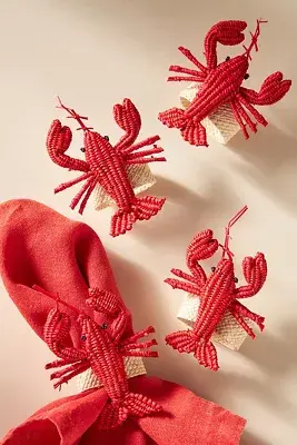 Sea Creatures Handwoven Napkin Rings, Set of 4