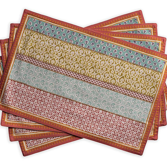 Maison d' Hermine Provence 100% Cotton Set of 4 Placemats for Dining Table | Kitchen | Wedding | Everyday Use | Dinner Parties | Spring/Summer (13 Inch by 19 Inch)