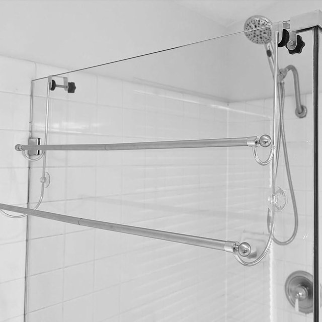 Insieme DIY Over The Door 2 Tier Towel Rack for Shower & Bathroom, Extra Wide Towel Hanger for 32.5" Plus Glass Shower Wall/Door (Frameless or Frame to 2") or 36" Interior Door - Stainless Steel