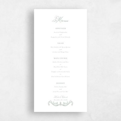 Sage, Green Wedding Menu - Lezzeno
