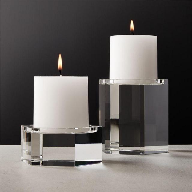 Hex Crystal Pillar Candle Holders