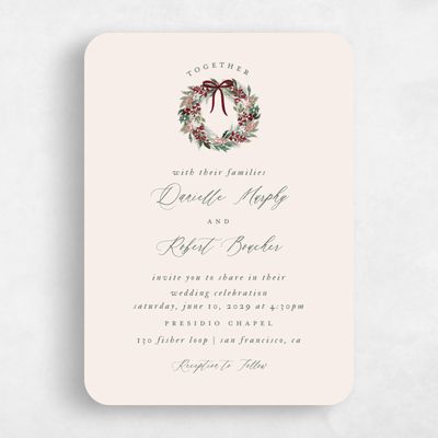 Beige Rounded Wedding Invitation - Bryn Classic