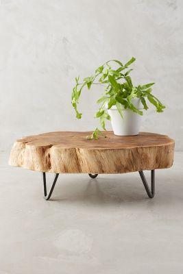 Footed Wood Slab Tray