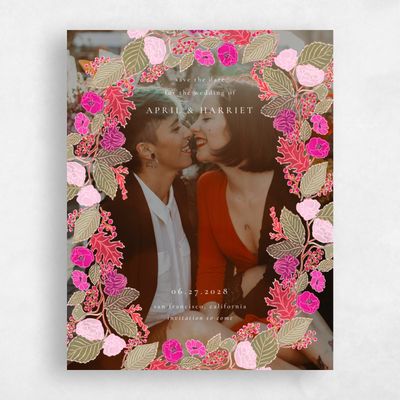 Fuchsia, Pink Wedding Save the Date - Elody Photo