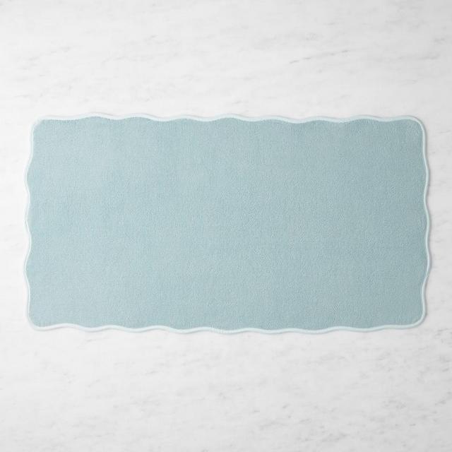 AERIN Scallop Bath Mat, 21" X 39", Cloud Blue