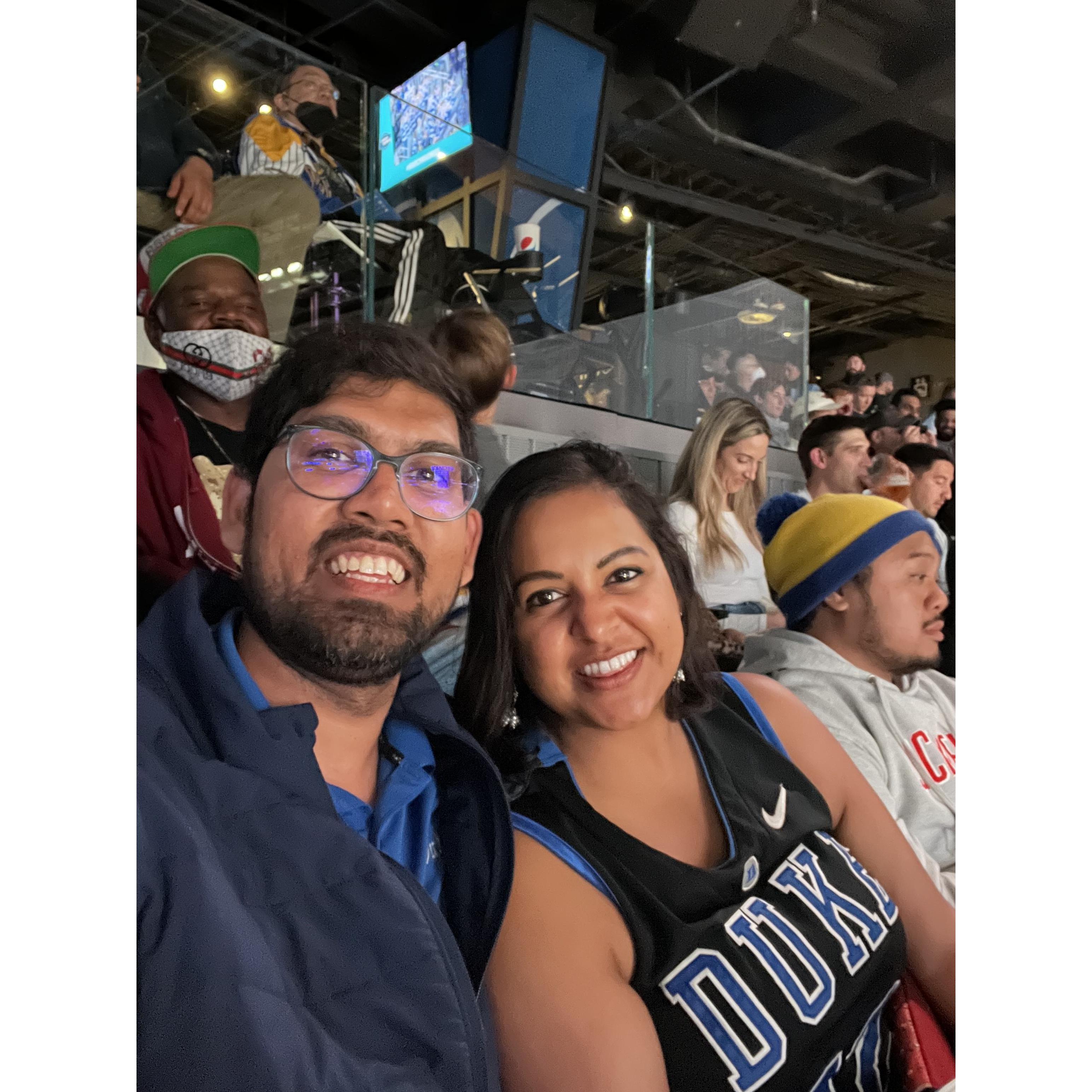 Cheering for Duke Blue Devils in the Elite 8  (Duke University Mens Basketball) at the Chase Center