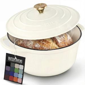 Zulay 6 Quart Cast Iron Dutch Oven- Ivory