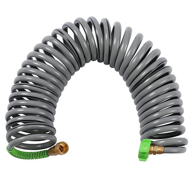YANWOO EVA Coil Garden Hose, 20FT Heavy Duty Flexible Kink Free Recoil Water Hose with Brass Connector (20 Feet)