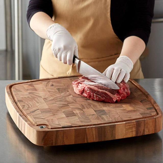 Ironwood Gourmet Acacia Wood Cutting Board With Juice Channel, Carolina Thick Square Chopping Board, 18"