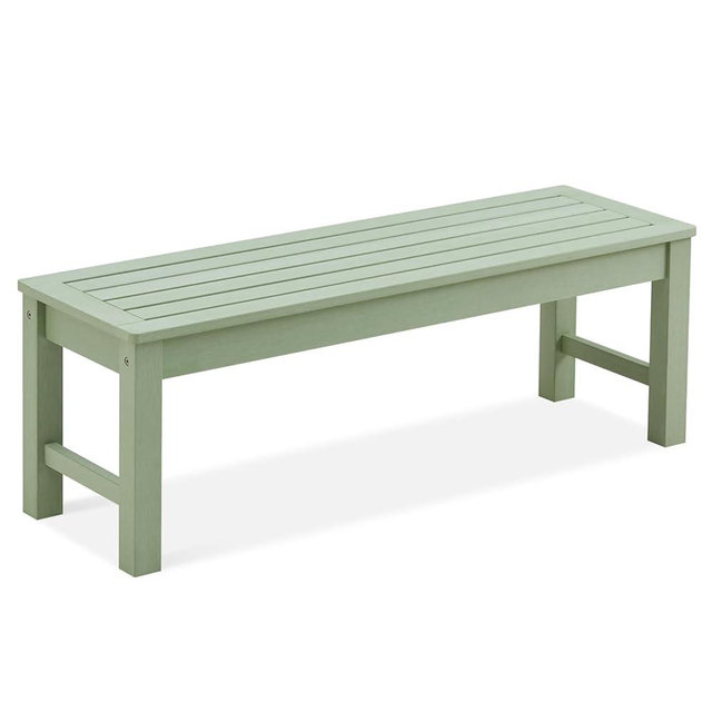 Psilvam Outdoor Bench, Two Person Poly Lumber Porch Bench, Weatherproof Garden Bench That Never Rot and Fade, All-Weather Patio Bench Suit for Garden, Porch, and Park (Green)