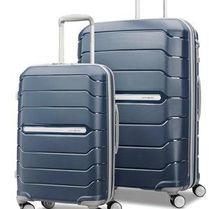 Samsonite Freeform 2-Piece Luggage Set - Carry-On & Large Checked Luggage with Dual Spinner Wheels - Durable Polypropylene Hardshell - TSA Lock, Airline-Approved - Expandable Hard Shell - Navy