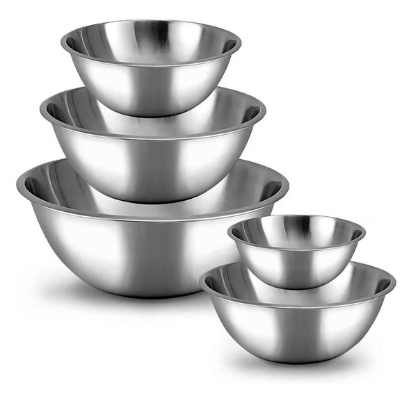 WHYSKO Meal Prep Stainless Steel Mixing Bowl (5-Piece Set) Home, Refrigerator, and Kitchen Food Storage Organizers | Ecofriendly, Heavy Duty, No Lids