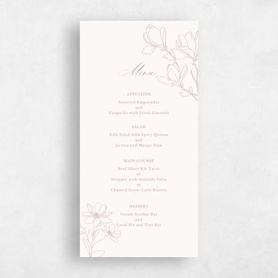 Beige Wedding Menu - Magnolia