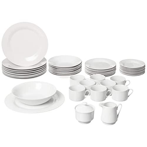 10 Strawberry Street Simply Round 45 Piece Dinnerware Set, White