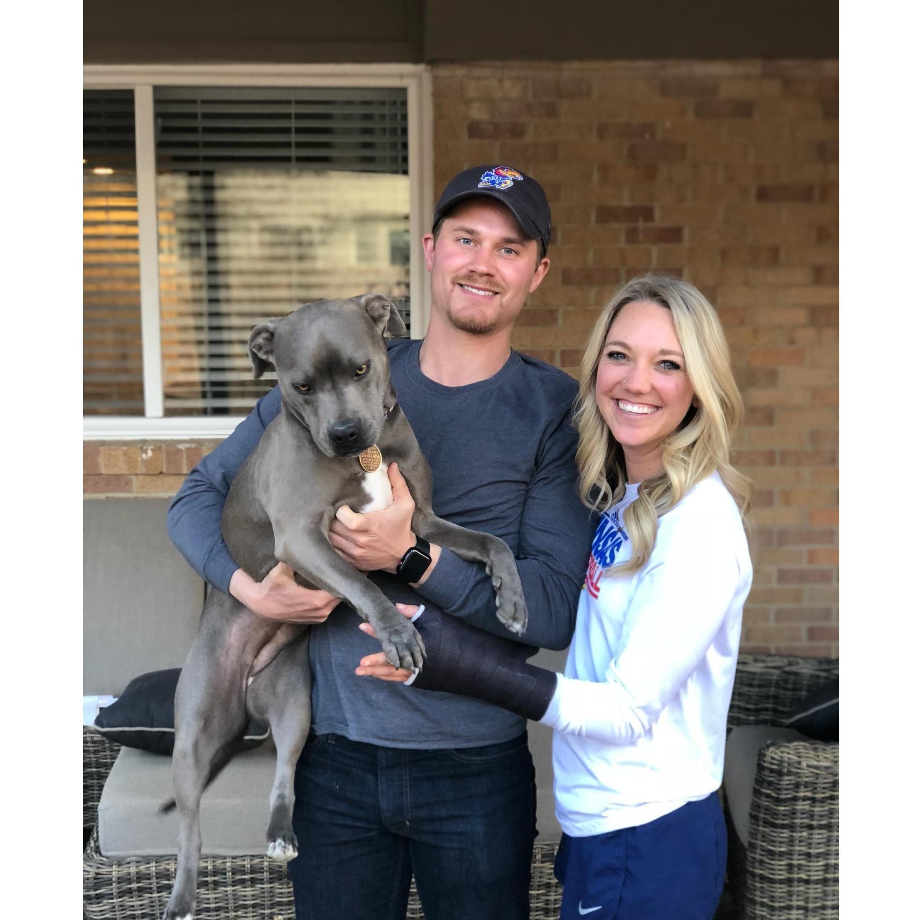 Jaci made Mitch a Jayhawk for his birthday last year (2018). This was the weekend they started dating, happy birthday to you Mitch. Also featured, Jaci's sassy girl Aspen Pup.