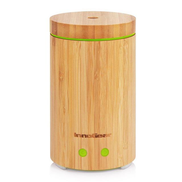 InnoGear Real Bamboo Essential Oil Diffuser Ultrasonic Aromatherapy Diffusers with 7 LED Colorful Lights and Waterless Auto Shut-off