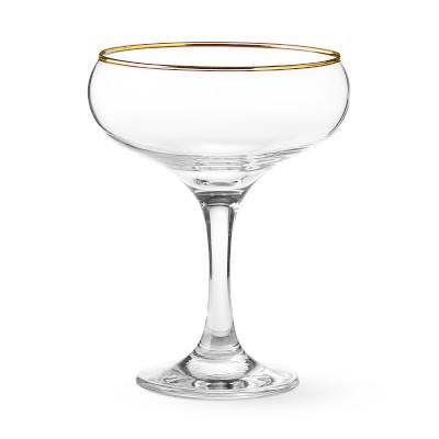 Gold Rim Champagne Coupe Glasses, Set of 4