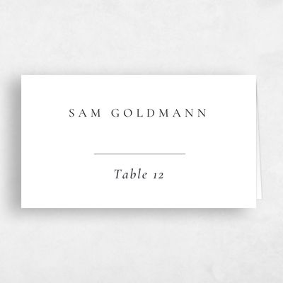 White Typography Wedding Place Card - Sloan