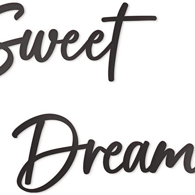 Vivegate Sweet Dreams Metal Sign Wall Art Decor - 35"X8" Black Modern Sweet Dreams Farmhouse Signs for Hanging Above Bed Wall Decor for Bedroom