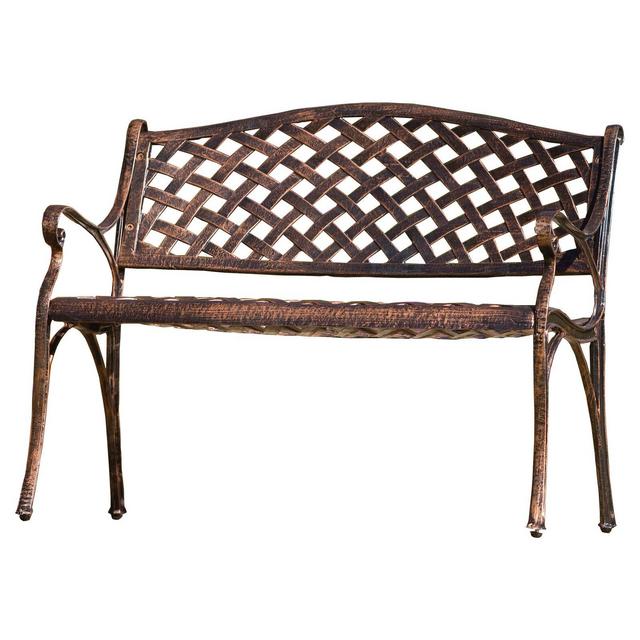 Cozumel Cast Aluminum Patio Bench - Antique Copper - Christopher Knight Home