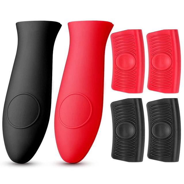 Silicone Hot Handle Holder, Cast Iron Handle Cover, 6 PCS Assist Pan Handle Sleeve Pot Holders Cast Iron Skillets Handles Grip Covers, Handle Sleeve Heat Resistant for Frying Pans and Griddles