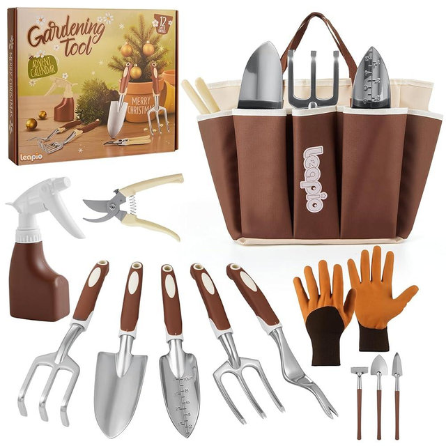 Leapio Gardening Gifts for Women Men, 12PCS Heavy Duty Garden Tools Set with Large Garden Bag and Gloves Pruning Shears, Unique Birthday Easter Gardening Gifts for Mom Dad Boyfriend Planting Lovers