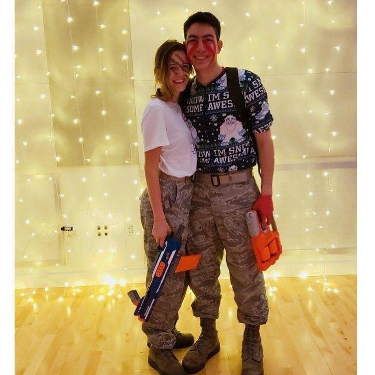 Air Force Combat Dining-In where Bailey swears she won the nerf battle. One of our first pictures together as a couple a month into dating. Dec 2018