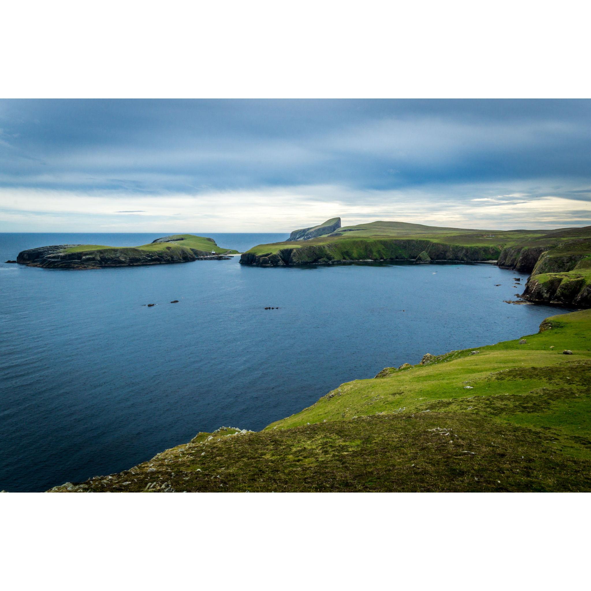 View towards Buness and the North Haven with Sheep Rock in the background. Taken from the cliffs to the south of North Light
