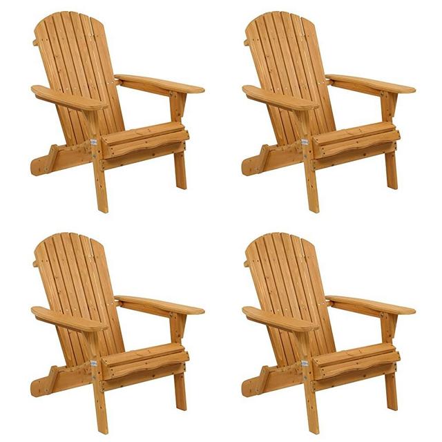 VINGLI Folding Adirondack Chairs Set of 4 Clearance Weather Resistant/Lawn Chairs Cheap Fire Pit Chairs Highwood Lounge Teak Chairs-Patio Furniture Sets for Campfire, Bonfire