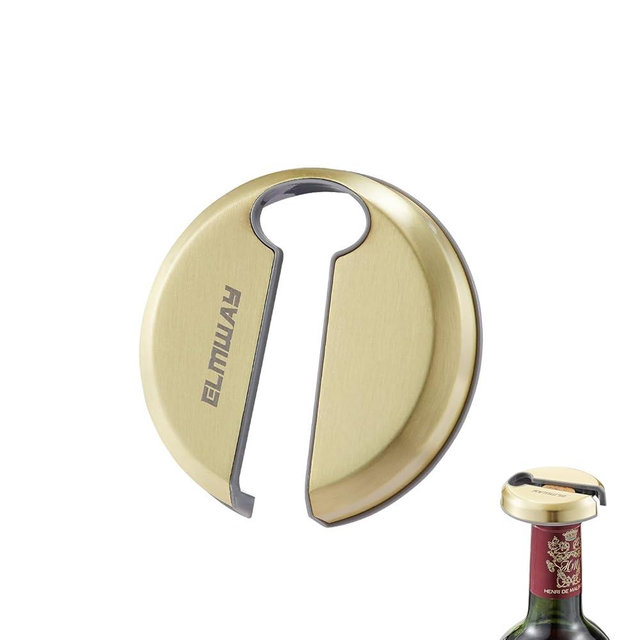 ELMWAY Elegant Wine Foil Cutter by ELMWAY, Stainless Steel Wine Bottle Foil Cutter, Foil Remover for Wine Bottles, Magnetic Foil Cutter Attached to Fridge, Wine Gift for Wine Lovers - Gold