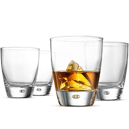 ShopoKus LUNA Double Old Fashioned Whiskey Glasses 11.¾ Ounce (4 Pack) Italian Cocktail Glasses For Whiskey, Bourbon, Scotch, Alcohol, Water, Juice, Large Rock Glasses, Everyday Drinking Glasses