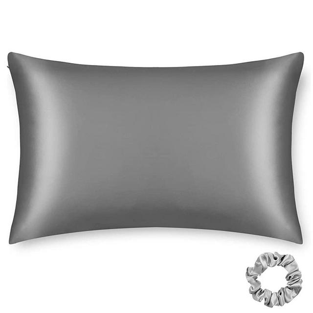 ALASKA BEAR Silk Pillowcase Men Women Beauty Anti Face Wrinkle Pillow Slip Case Real Mulberry Silk Queen Size with Zipper Closure (1pc, Iron Grey)