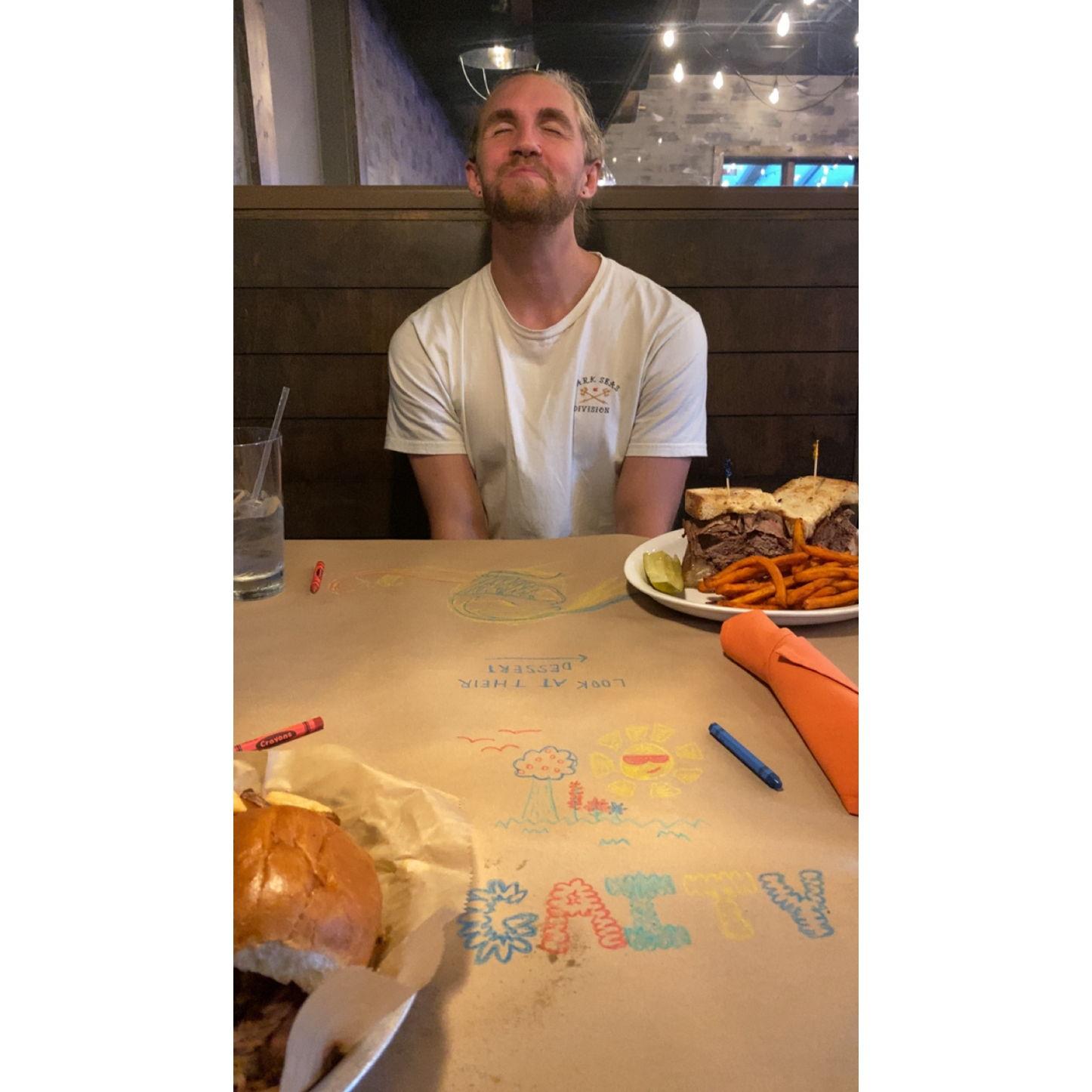 Celebrating Jared getting into his Master's program!