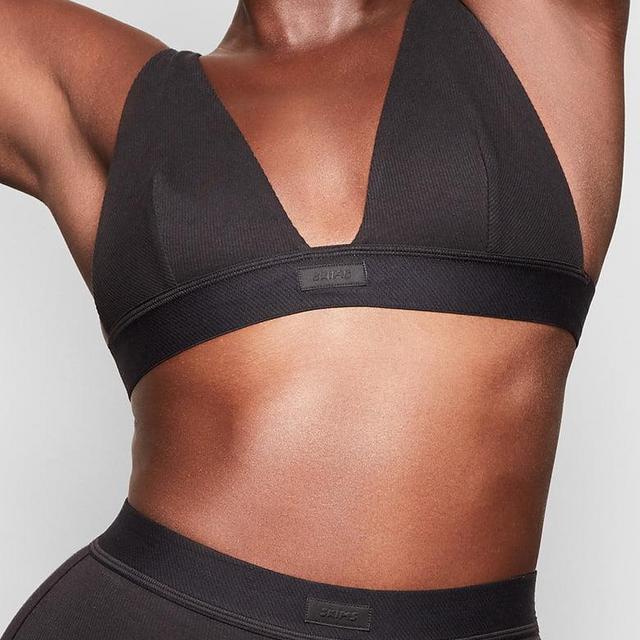 Cotton Plunge Bralette- Bone/Large
