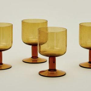 Simple Seeded Glassware, Set of 4 - Amber