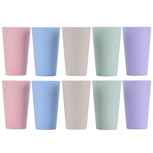 LuckyZone Wheat Straw Unbreakable Cup | 20 oz Reusable Water Drinking Glasses Sets of 10 | Lightweight Tumbler for Kitchen Outdoor | Dishwasher Safe, BPA Free and Eco friendly (20 oz, 10Pcs)
