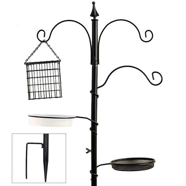 yosager Premium Bird Feeding Station Kit, 72" x 21" Bird Feeder Pole, A Multi Feeder Hanging Kit with Metal Suet and Bird Bath for Attracting Wild Birds, Birdfeeder and Planter Hanger