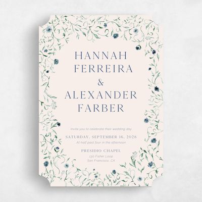 Beige Ticket Wedding Invitation - Mirto Portrait