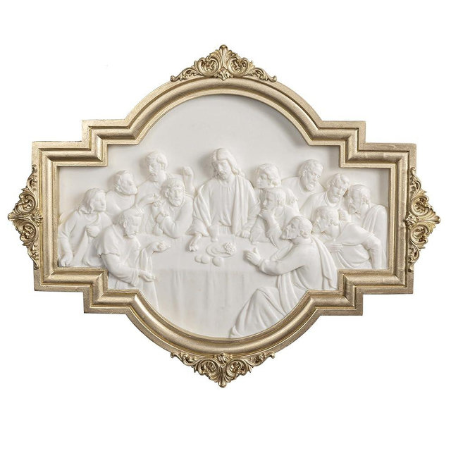 ShineOnAngel The Last Supper Wall Sculpture Gold Framed Relief Wall Art Leonardo da Vinci Relief Last Supper Wall Decor for Dining Room 12.5inch Long Modern Home Regilous Gifts Jesus relief sculpture