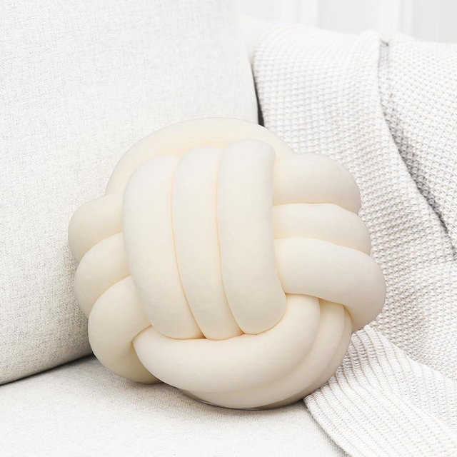 Petrella Knot Pillows Ball Round Throw Pillows Home Decor Cushion Decorative Aesthetic Throw Pillows，White 8inch