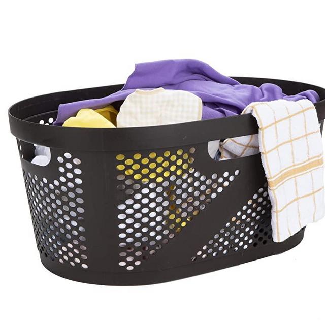 Mind Reader HHAMP40-BRN, Laundry, Storage, Bathroom, Bedroom, Home, Brown 40 Liter Clothes Basket