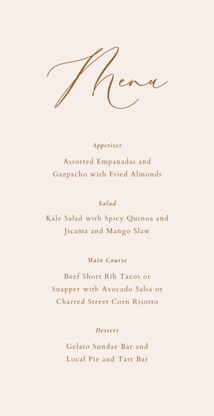 Merlo | Linen | Zola Wedding Menus