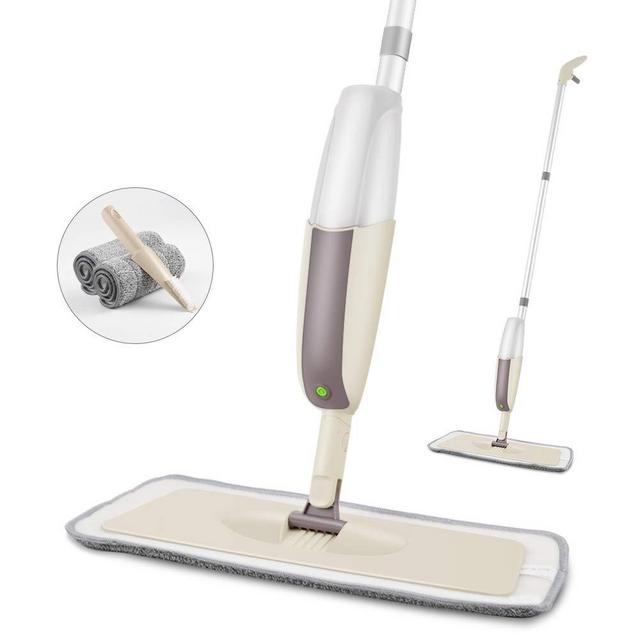 SEVENMAX Spray Mop for Floor Cleaning, Floor Mop with a Refillable Spray Bottle and 2 Washable Pads, Flat Mop for Home Kitchen Hardwood Laminate Wood Ceramic Tiles Floor Cleaning (2 Pack Mop Pads)