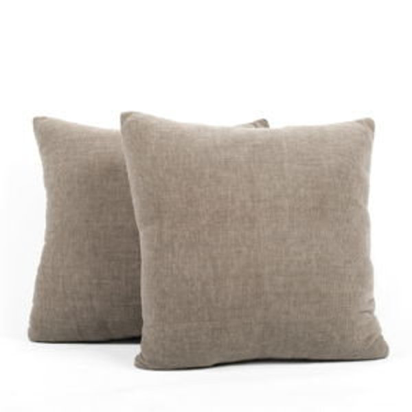 Mainstays 18" x 18" Solid Chenille Washed Stone Polyester Decorative Pillow Set (2 Count)