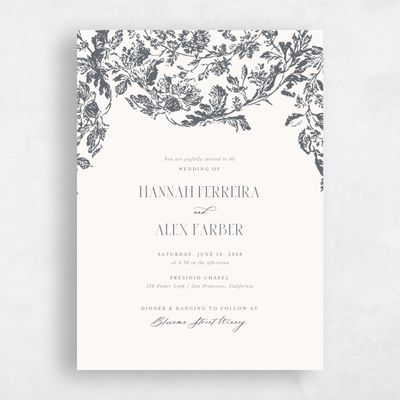 Charcoal, Beige Wedding Invitation - Treviso Classic