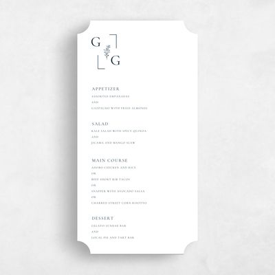 White Ticket Wedding Menu - Olney