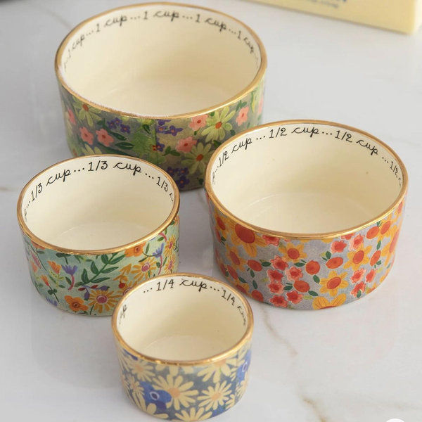 Natural Life - Ceramic Nesting Measuring Cups - Multi Floral